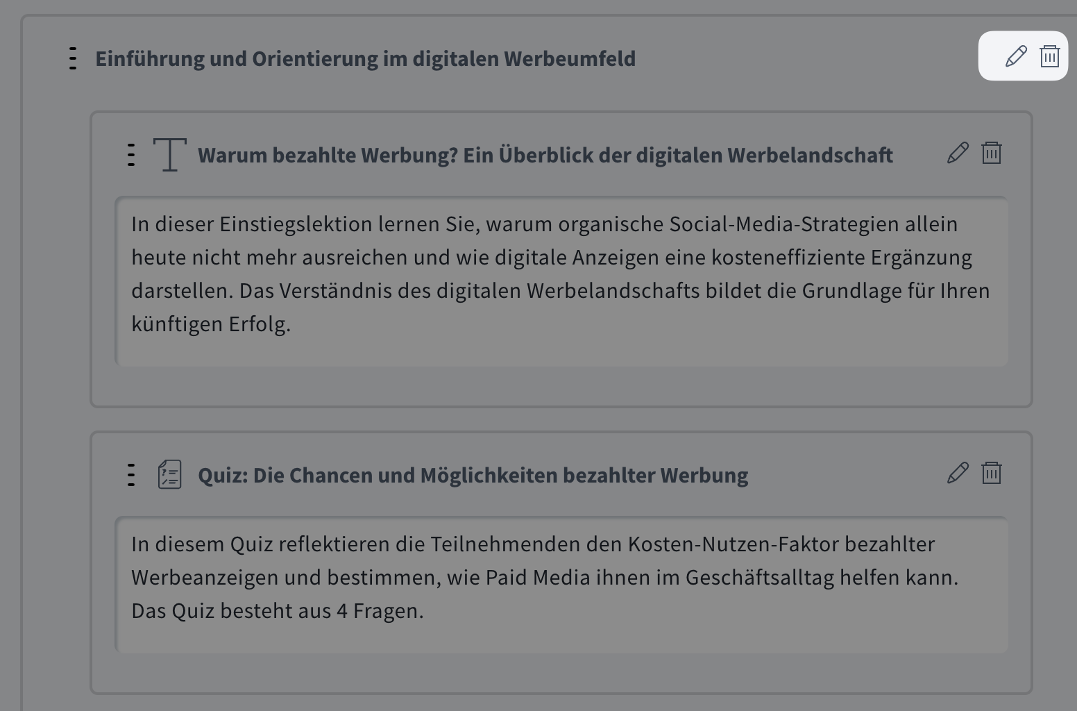 Wie man ein Modul bearbeitet oder entfernt