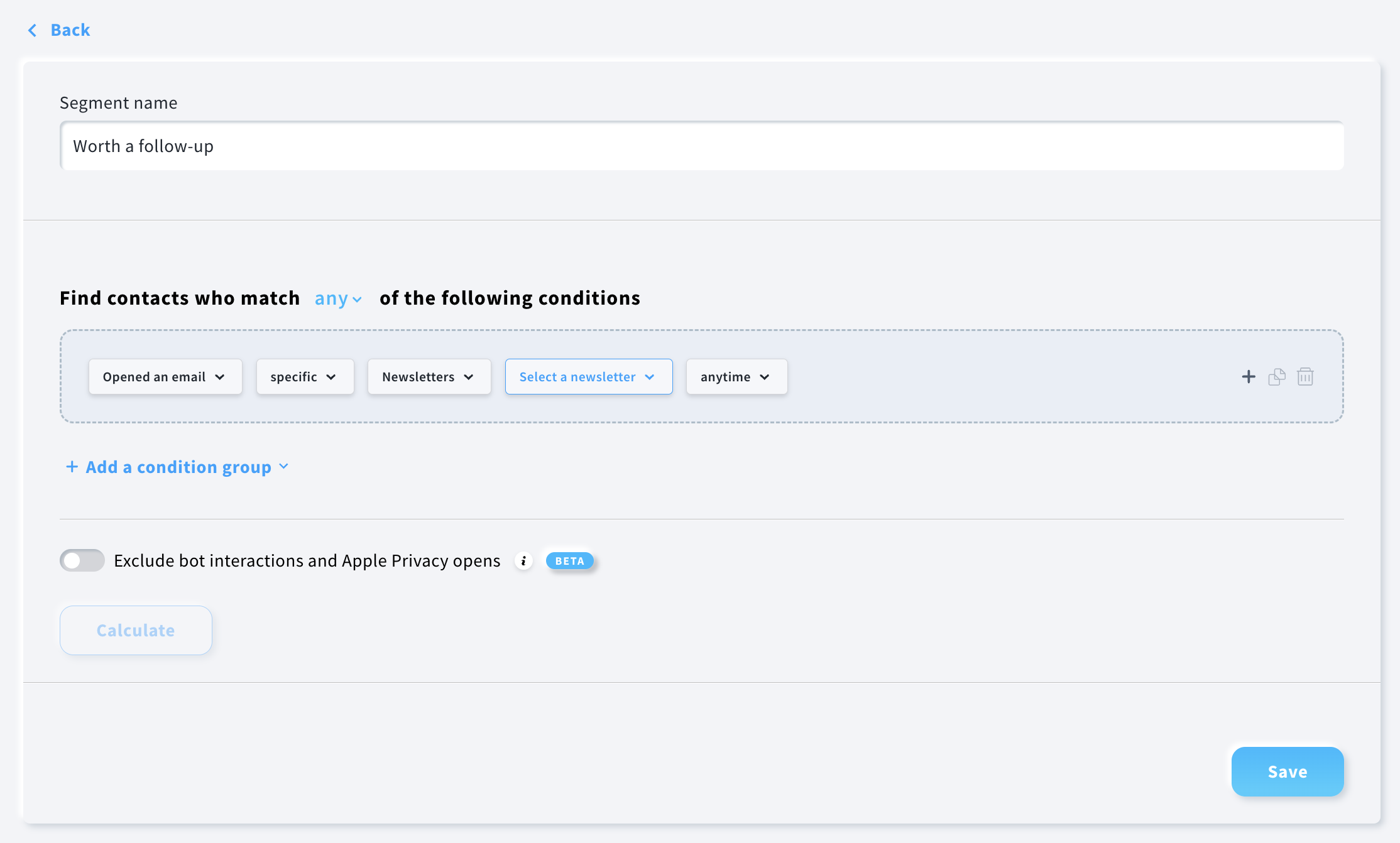 Segment summary view