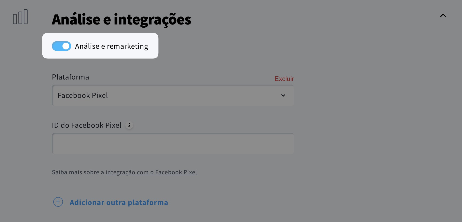 Botão de análise e remarketing no perfil do criador
