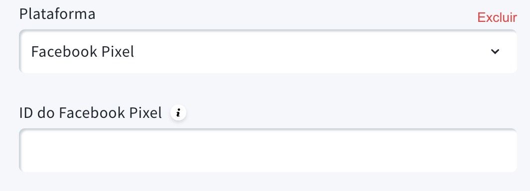 Secção do pixel do Facebook onde pode colar o seu ID de pixel.