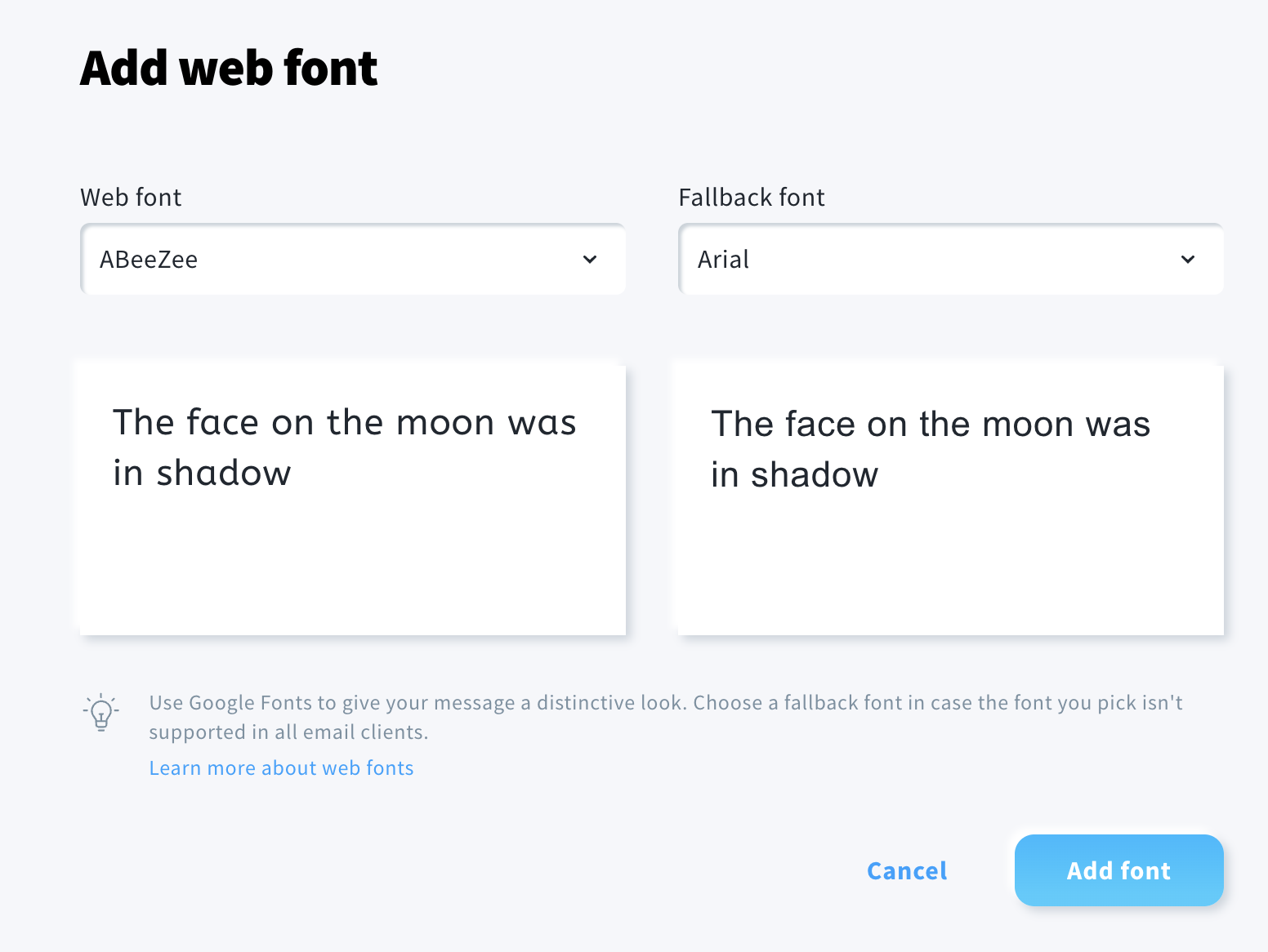 Adding a web font and a fallback font.