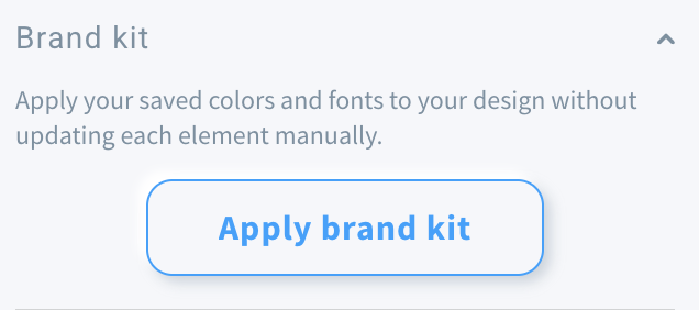 Brand kit section in the website/landing page editor.