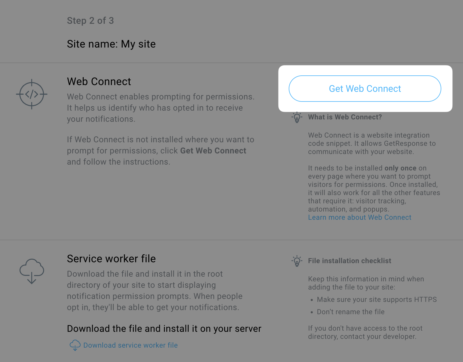 WebConnect code acquisition
