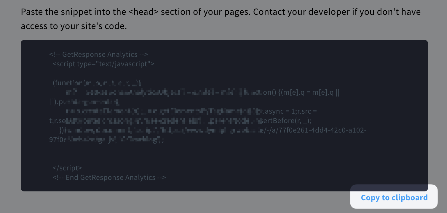 How to copy the WebConnect code to clipboard