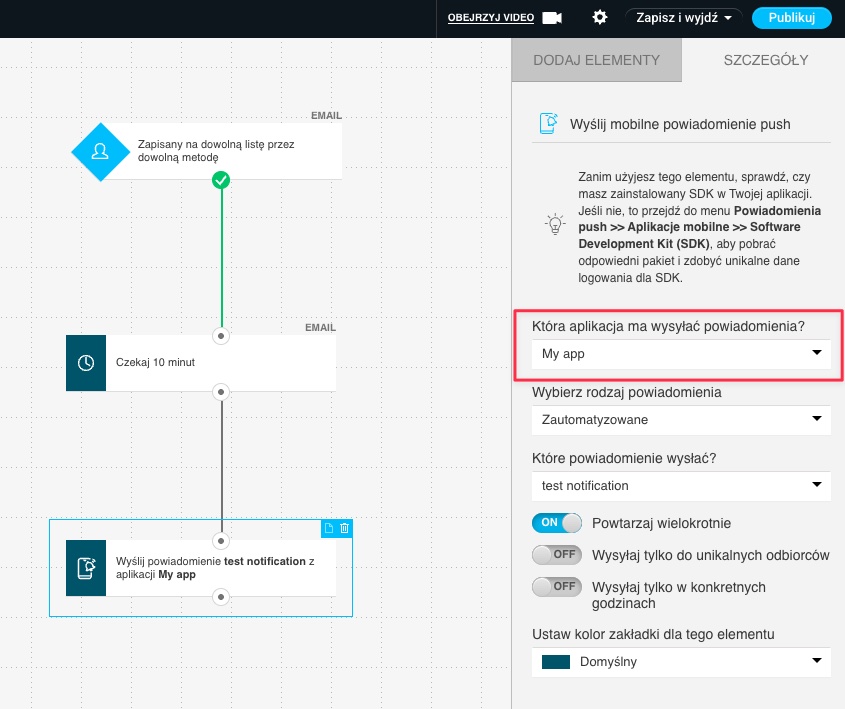 Która aplikacja ma wysyłać powiadomienia?