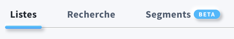 Barre de navigation de GetResponse avec l’onglet « Segments » marqué avec l’étiquette BETA.
