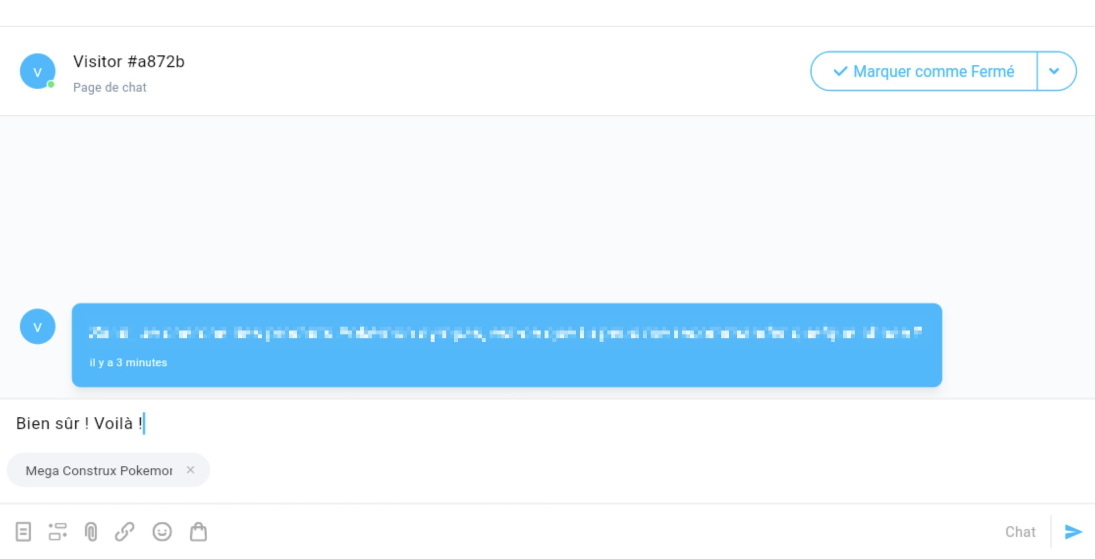 Modification du message avec un produit inclus