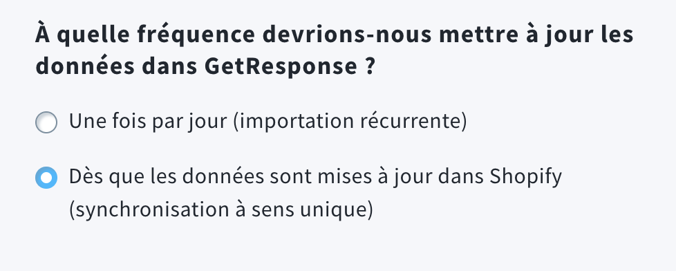 Fréquence de synchronisation des données dans l’intégration Shopify