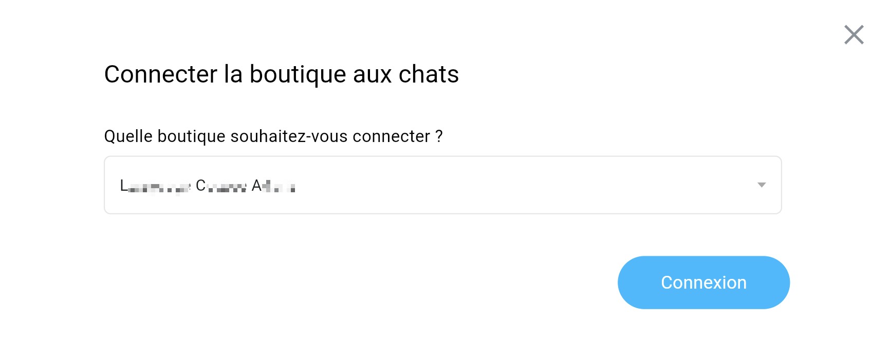Sélection d'un magasin pour la connexion