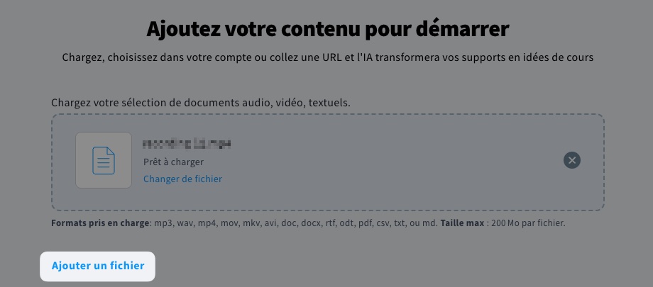Bouton Ajouter un fichier pour ajouter d'autres fichiers