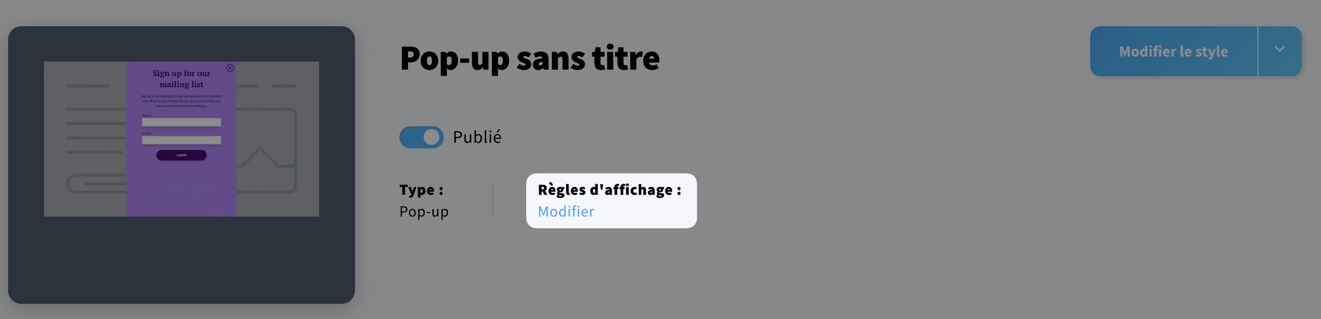 Modifier les règles d'affichage.