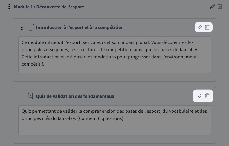 Comment modifier ou supprimer une leçon