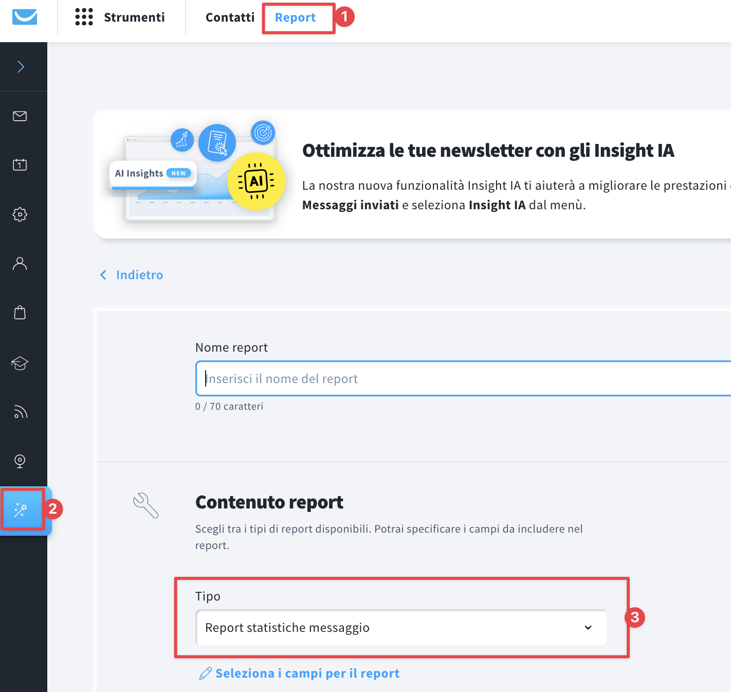 Come trovare un elenco delle email con bounce nei report personalizzati.