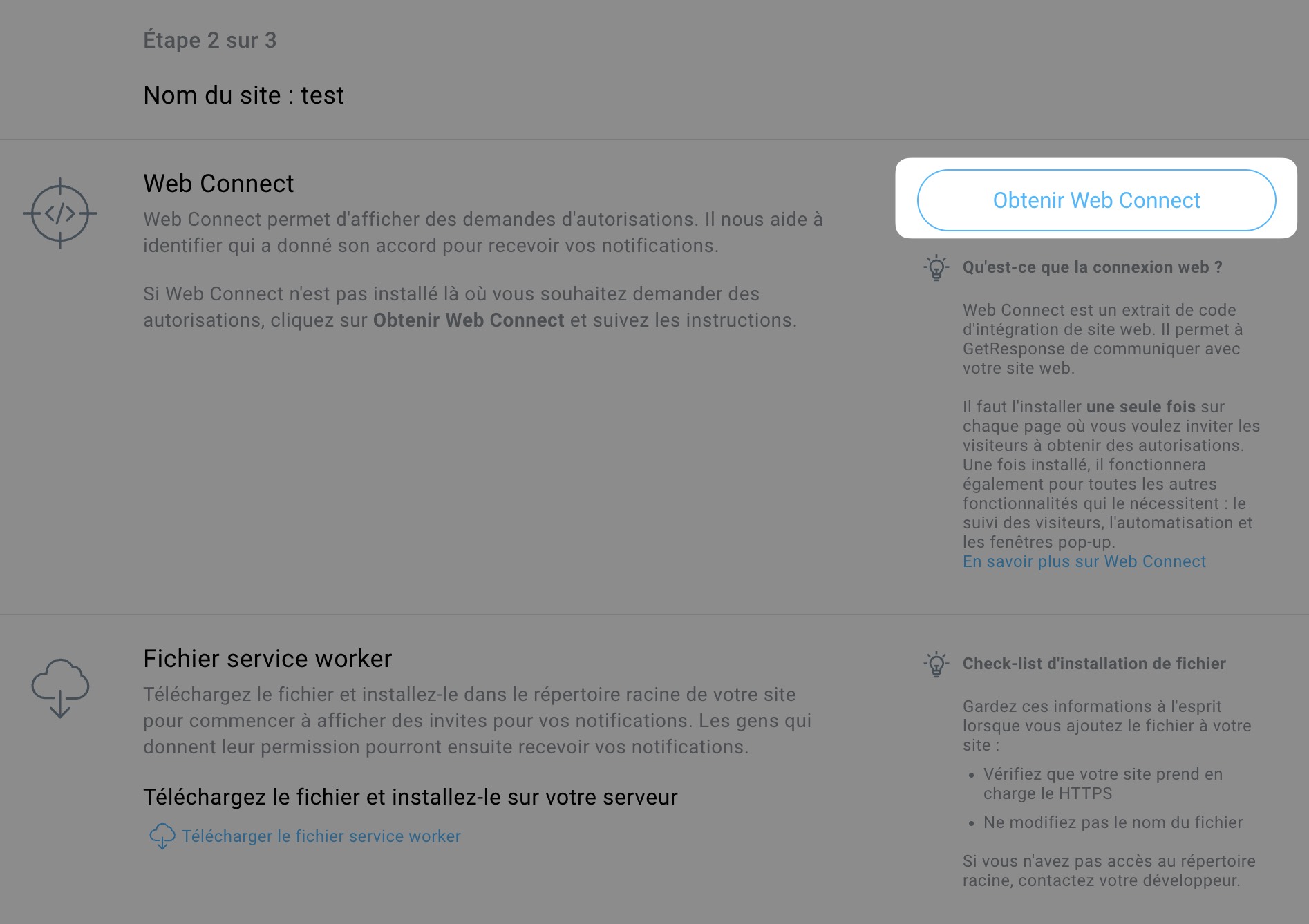 Acquisition de code WebConnect