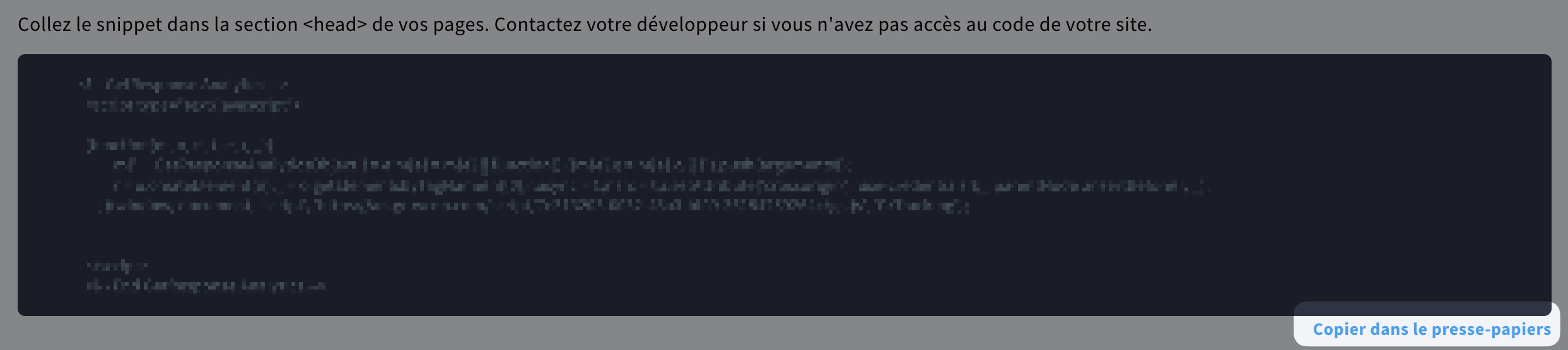 Comment copier le code WebConnect dans le presse-papiers