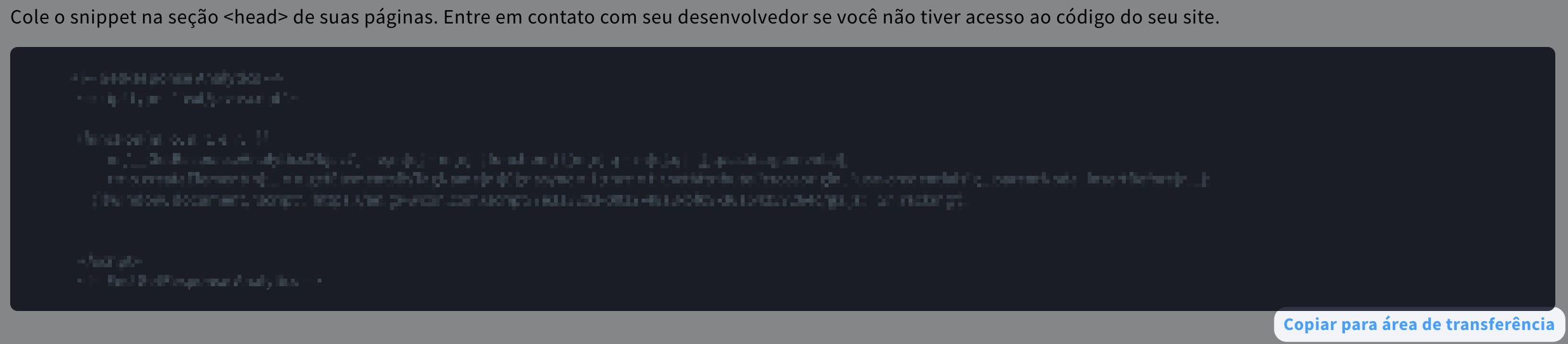 Como copiar o código WebConnect para a área de transferência