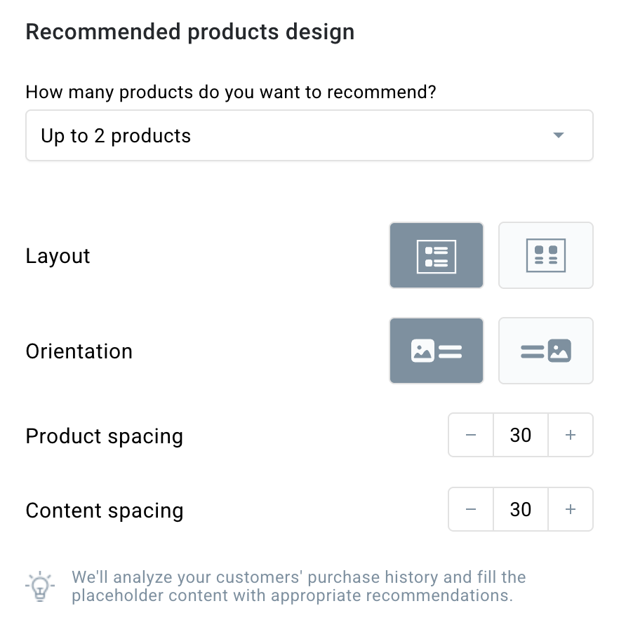 Recommended product design configuration