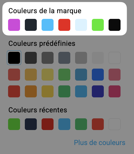 Couleurs de la marque dans l'éditeur d'e-mails.