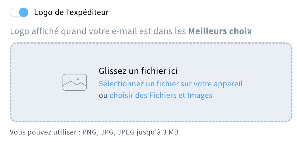 L'option « Logo de l'expéditeur » et ses paramètres