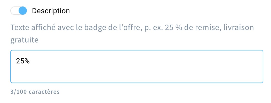 L'option « Description » et ses paramètres