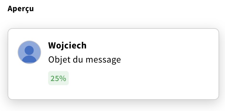 Aperçu d'un exemple de description indiquant « 25 % de réduction »