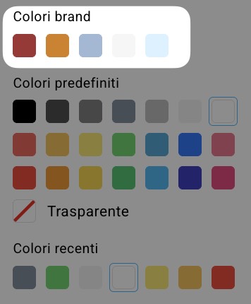 Selettore dei colori del marchio nell'editor delle e-mail