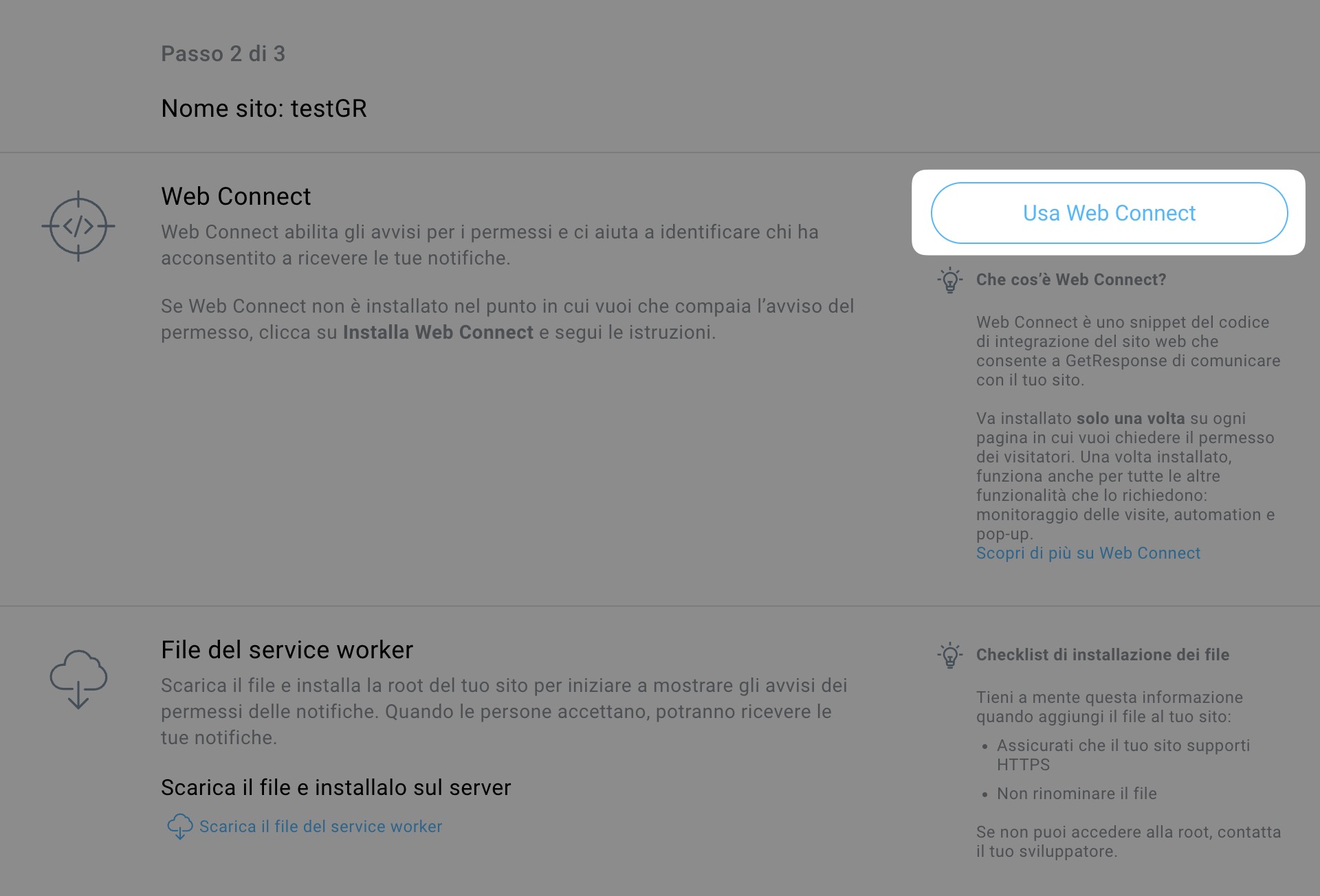Acquisizione del codice WebConnect
