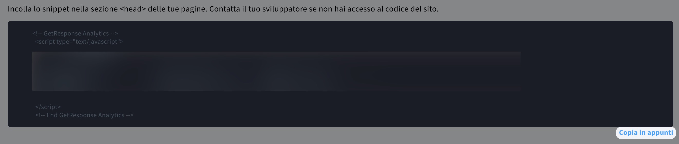 Come copiare il codice WebConnect negli appunti