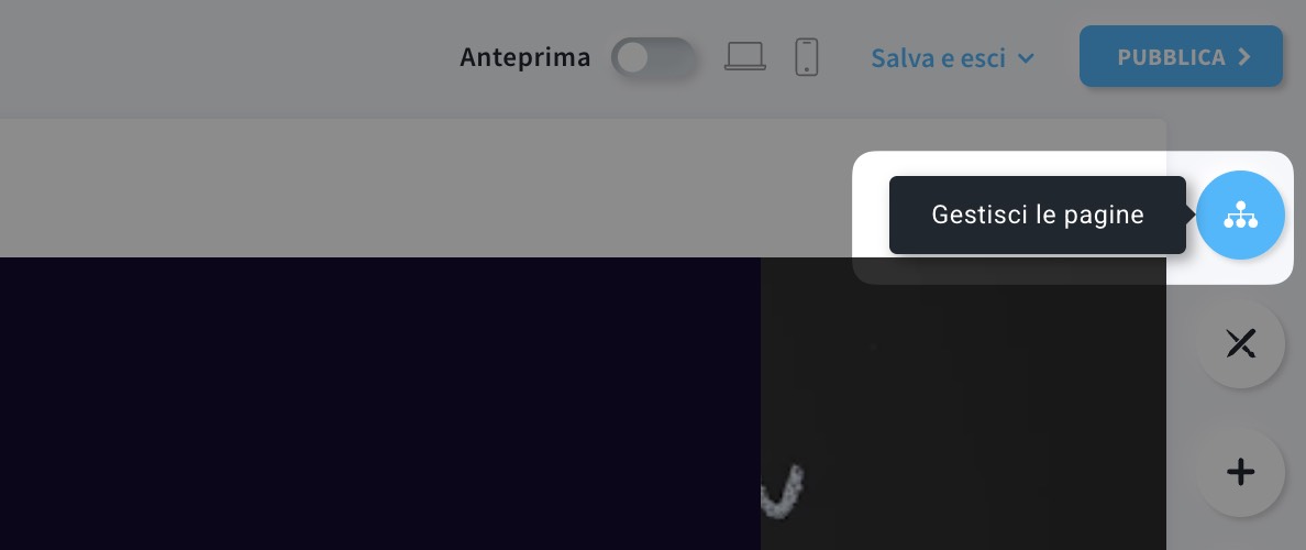 Accedere alla sezione “Gestisci pagine” nell'editor della pagina di destinazione