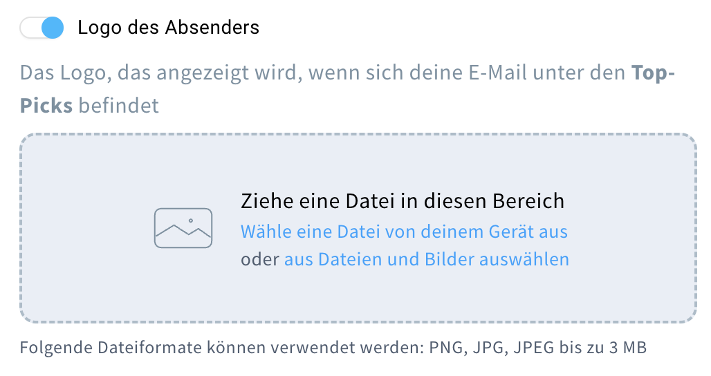 Die Option Logo des Absenders und ihre Einstellungen