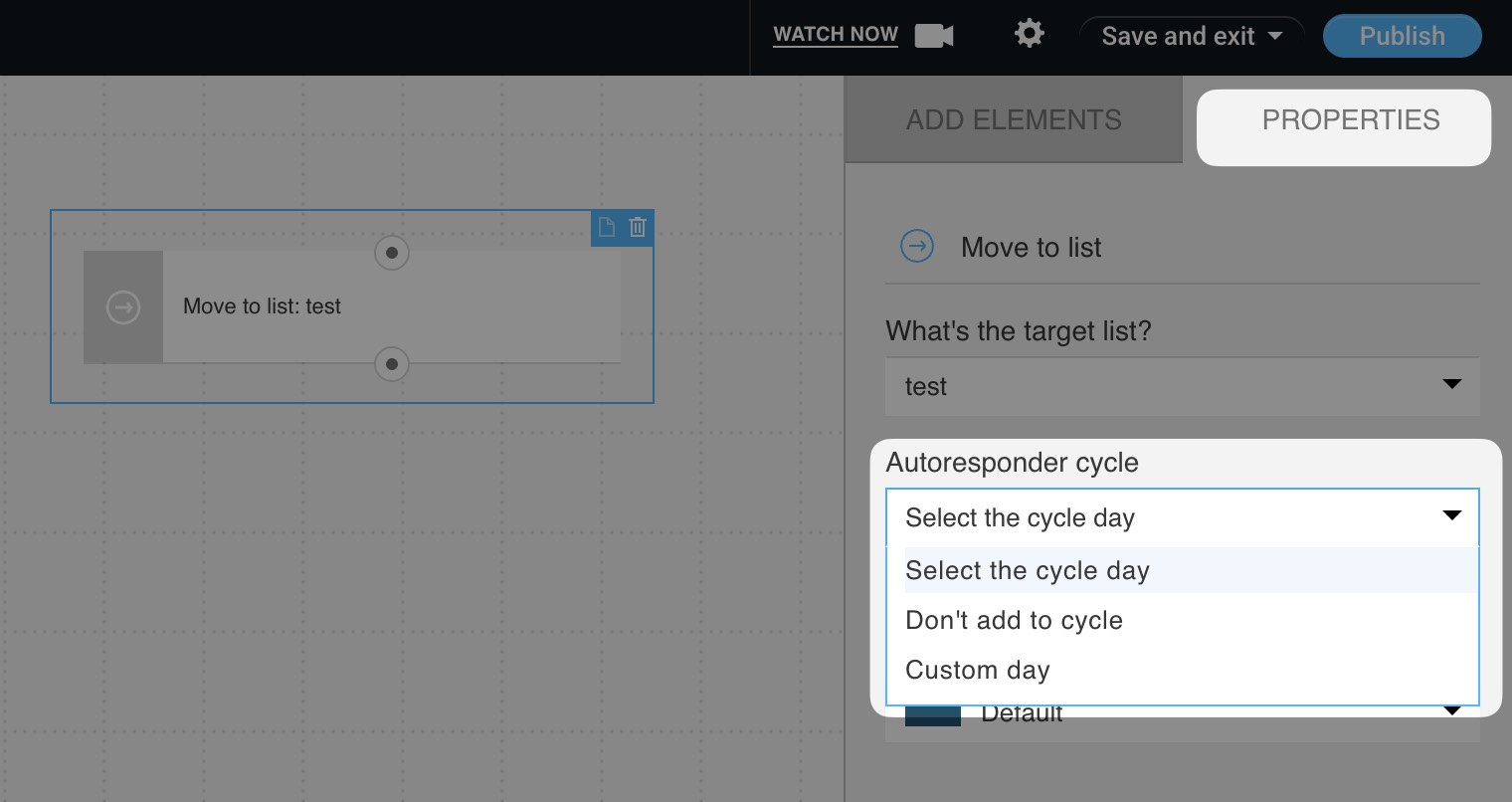 Autoresponder day of cycle selection