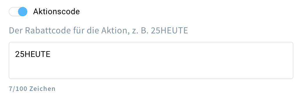 Die Option Promo‑Code und ihre Einstellungen