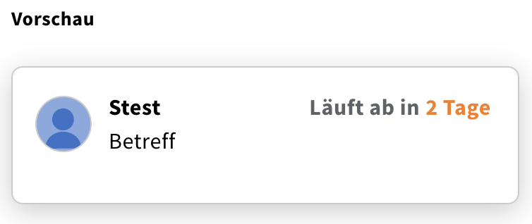 Vorschau eines Beispiel‑Zeitraums, der im Posteingang angezeigt wird