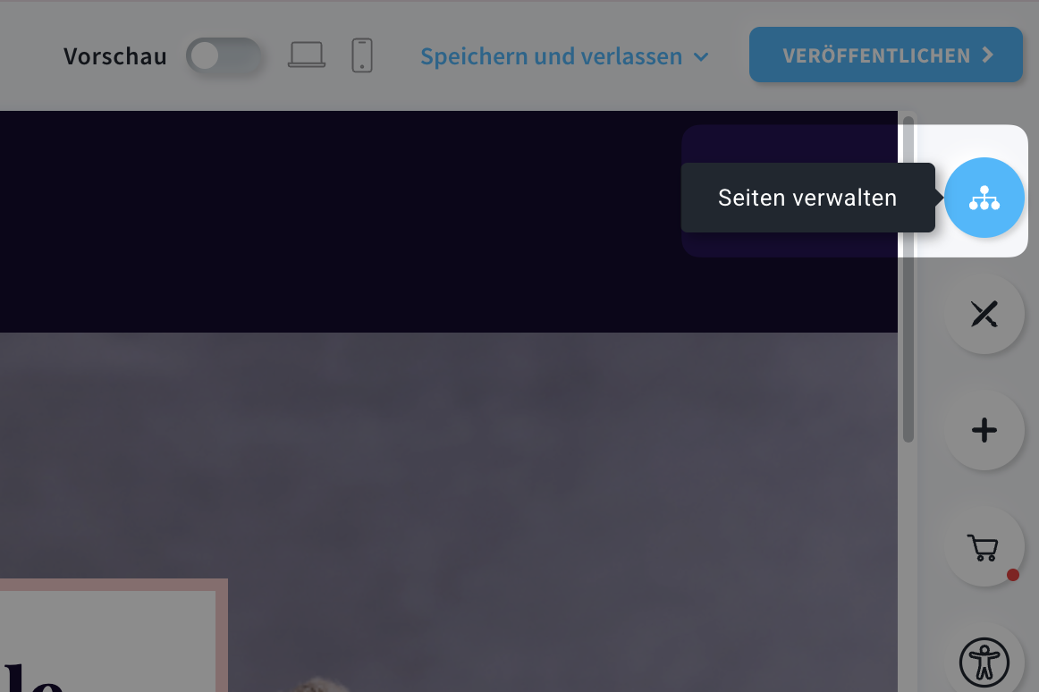 Zugriff auf Seiten verwalten im Website-Editor