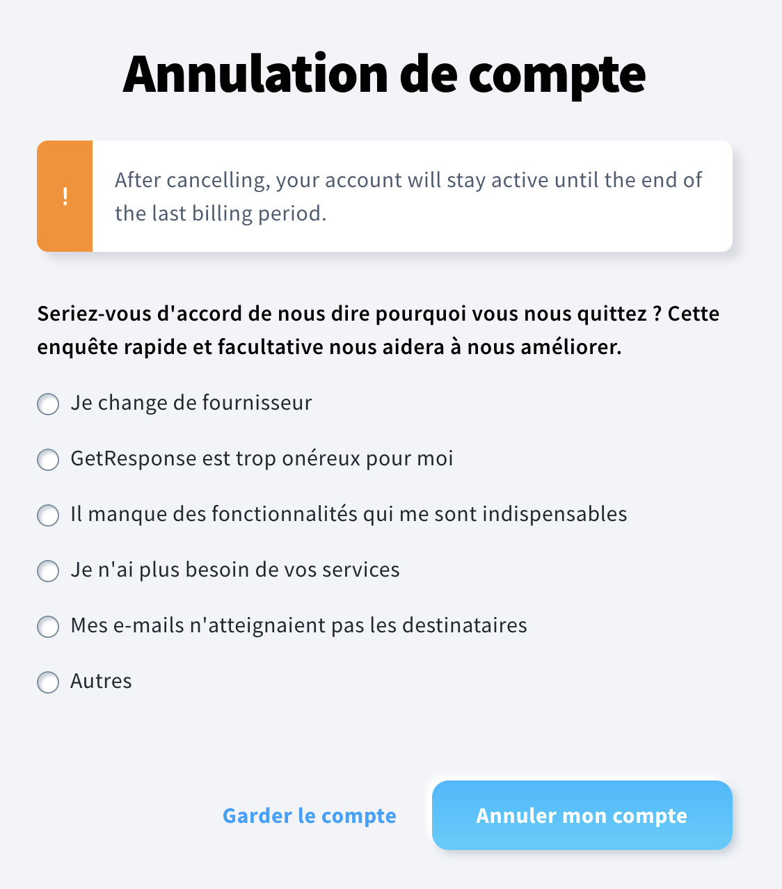 Page d'annulation