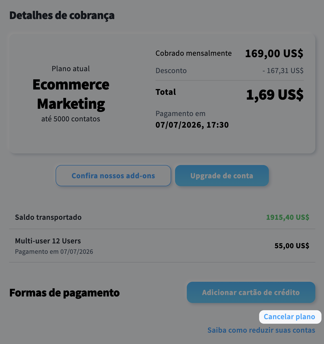 Cancelar plano