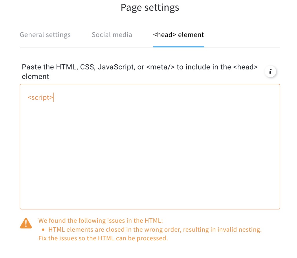 Head section code editor
