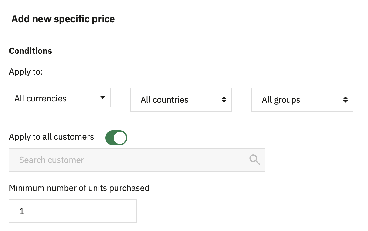 Add settings for new special price