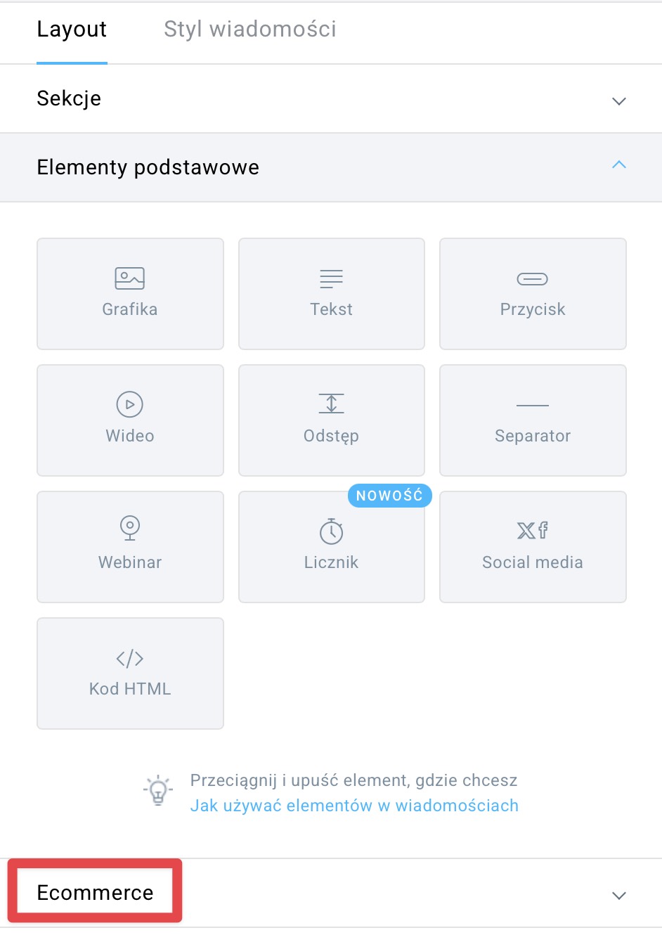 sekcja Ecommerce