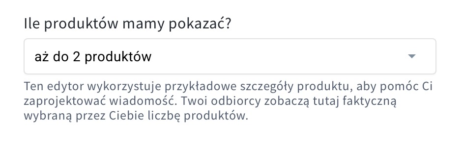 Rozwijane menu umożliwiające wybór liczby wyświetlanych produktów.