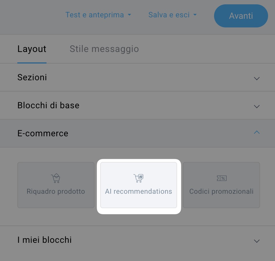 Elemento della newsletter dedicato ai consigli basati sull'intelligenza artificiale