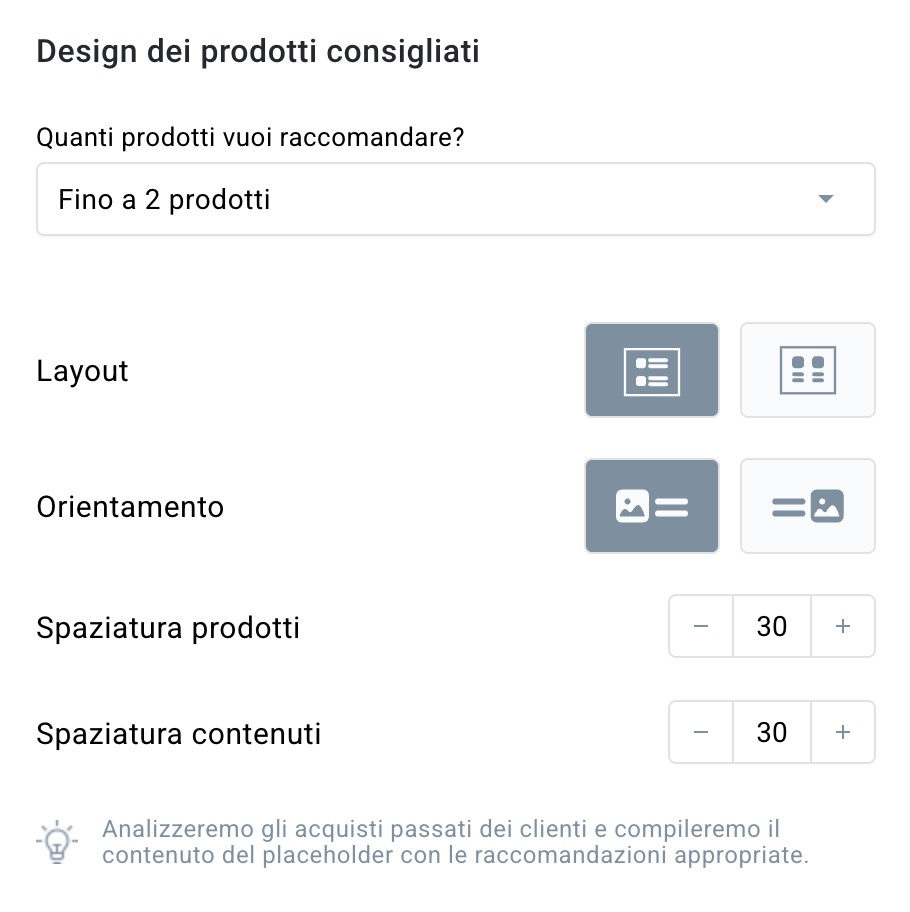 Opzioni di layout della finestra dei suggerimenti di AI