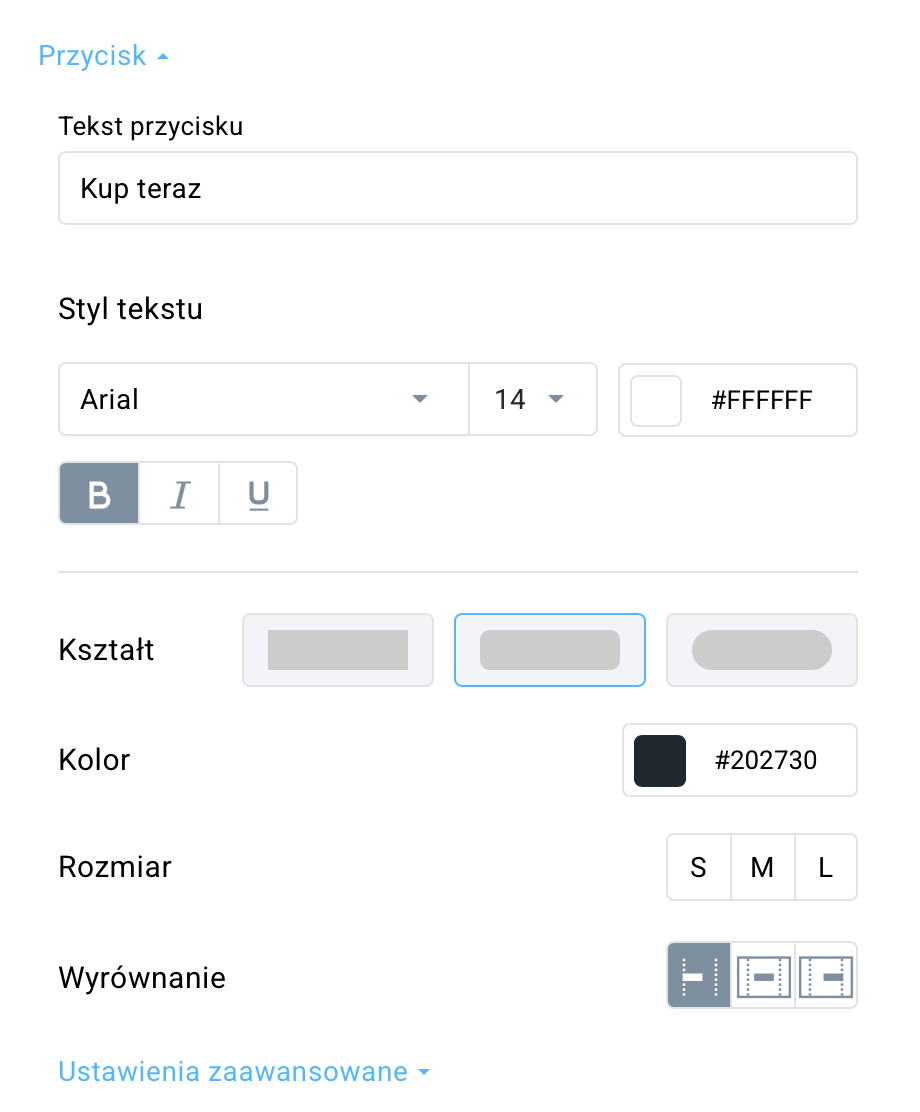 ustawienia przycisków