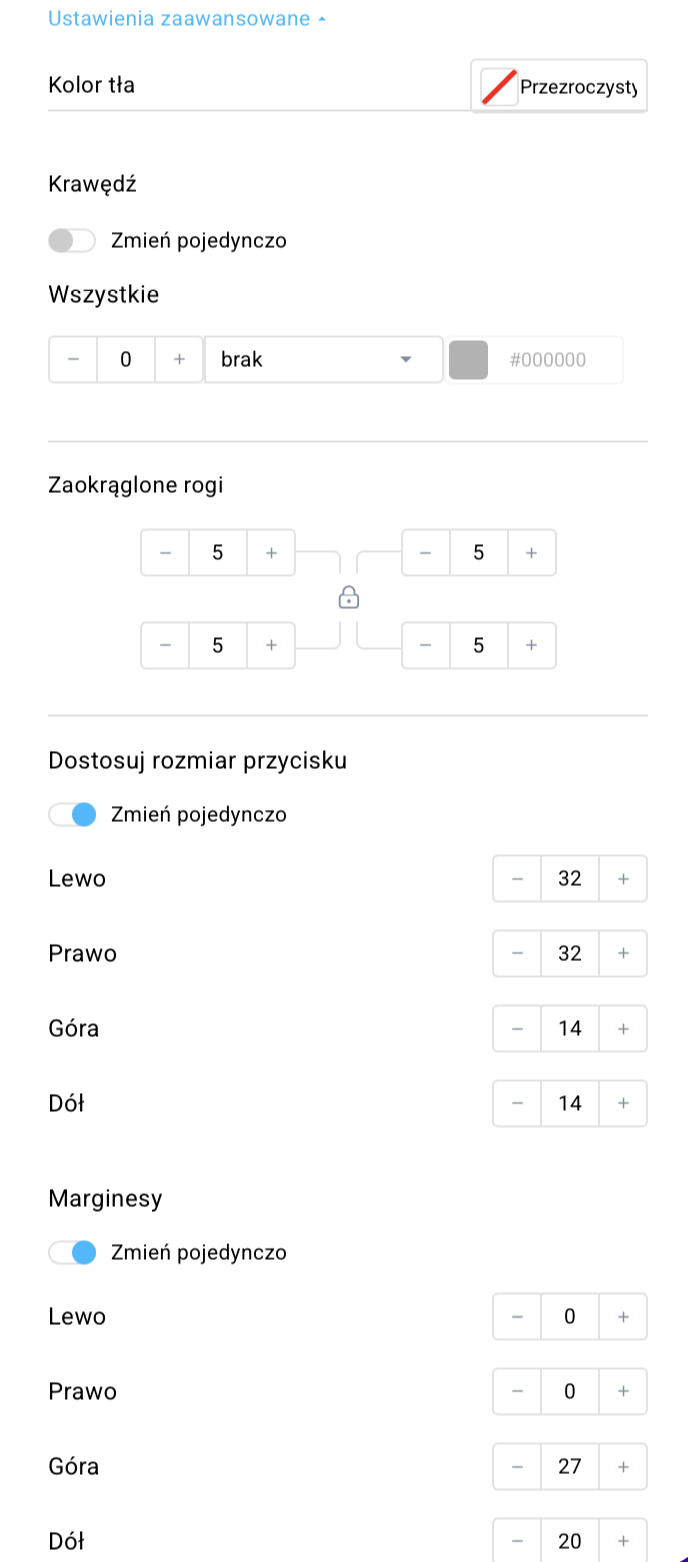 zaawansowane ustawienia przycisków
