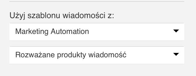wybór istniejącej wiadomości automation