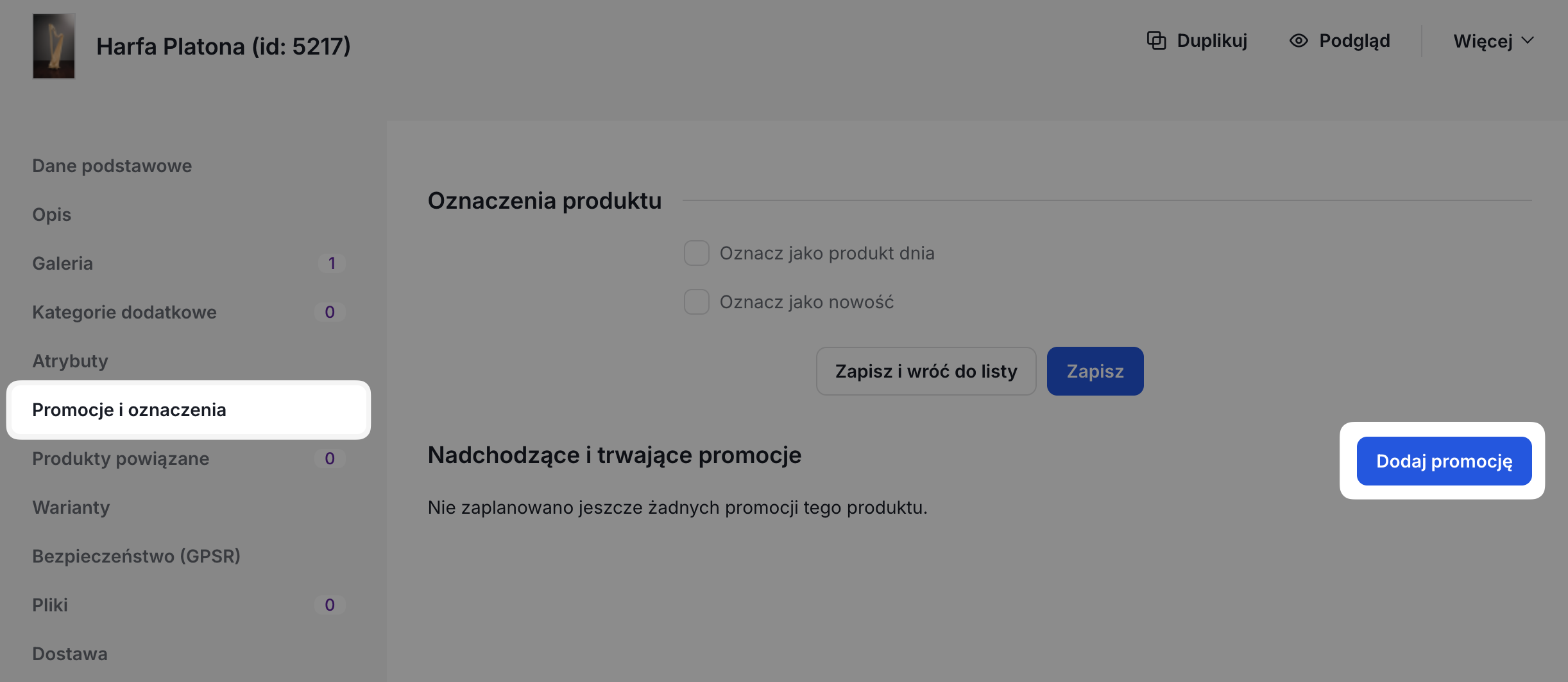 Opcja Dodaj promocję w Shoper.