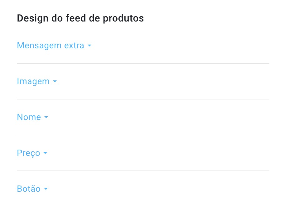 Secção de estilo do feed de produtos.