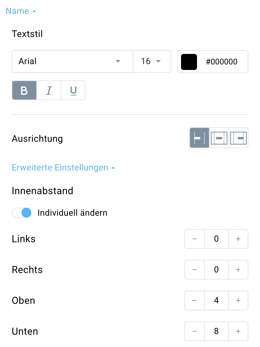 Namenseinstellungen