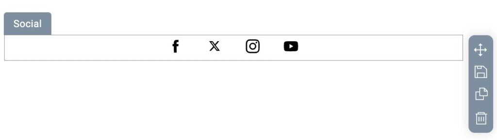 Social media icons in GetResponse message editor.