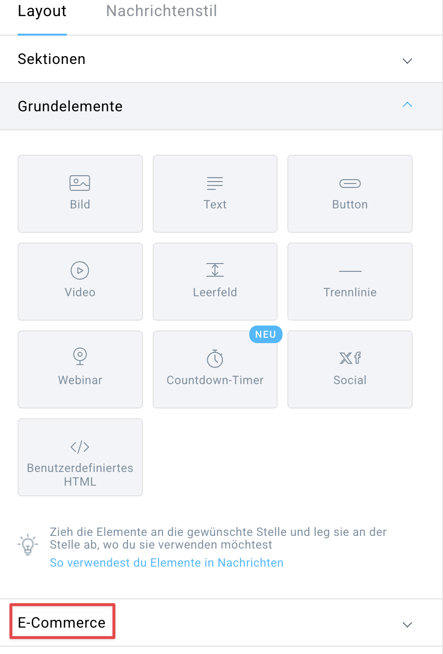 E-Commerce sektion